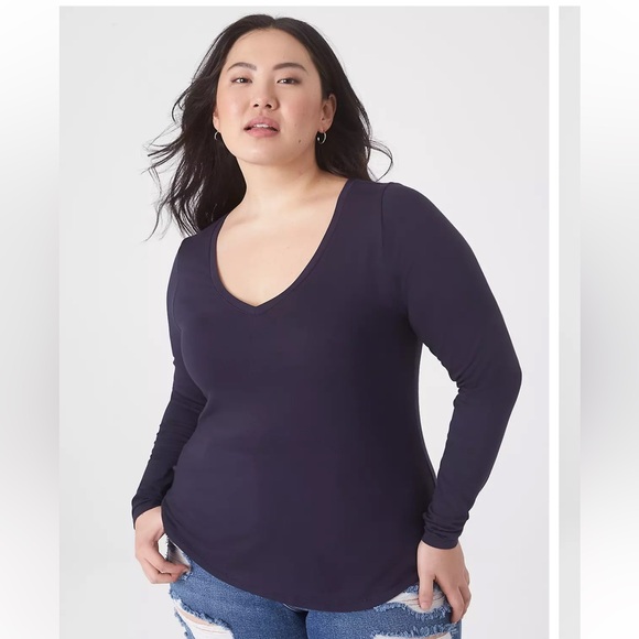Lane Bryant Classic Long-Sleeve V-Neck Tee - Picture 1 of 7